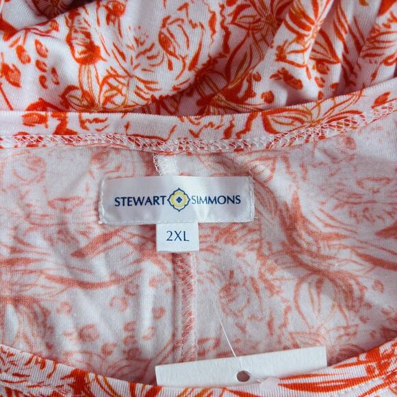 Stewart Simmons XL/XXL Orange and White Tiger Cap Sleeve Knit Dress Pockets NEW - Picture 7 of 8